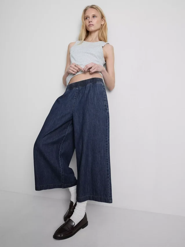 Pantalones vaqueros tipo culote de pierna ancha