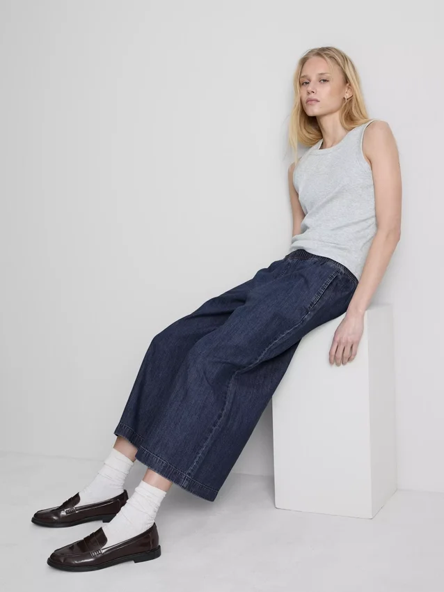 Pantalones vaqueros tipo culote de pierna ancha