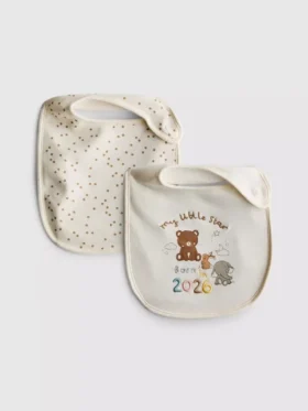 Paquete de 2 baberos envolventes «Born in 2026»