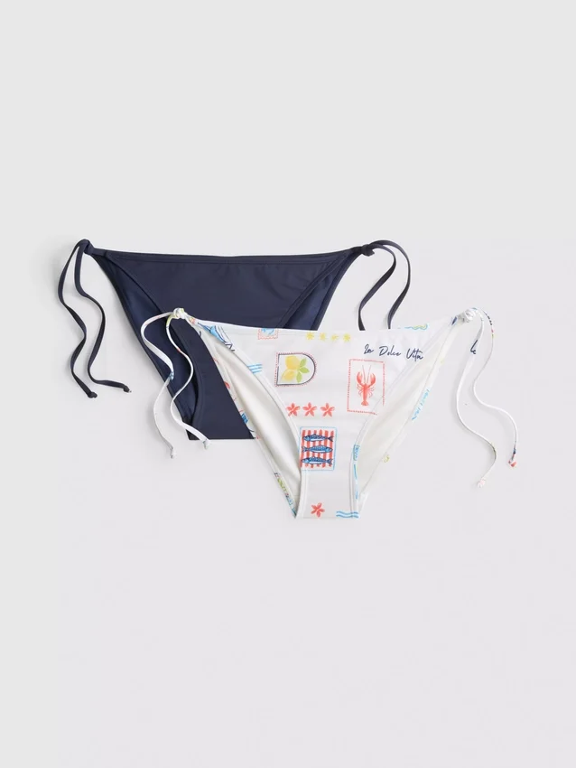 Paquete de 2 braguitas de bikini estampadas con lazo lateral