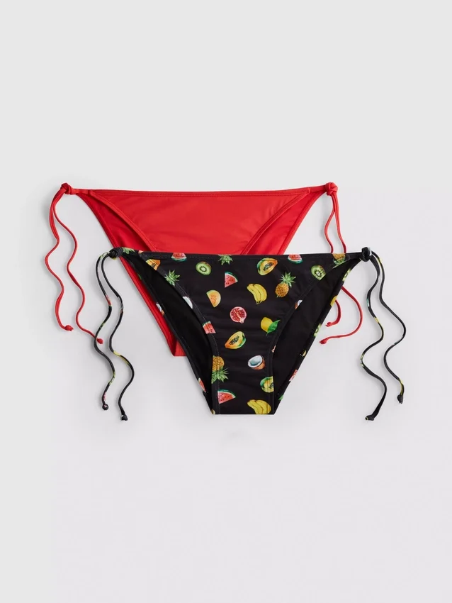 Paquete de 2 braguitas de bikini estampadas con lazo lateral