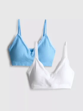 Paquete de 2 bralettes sin costuras con ribete de encaje