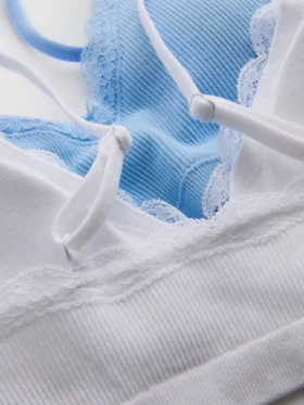Paquete de 2 bralettes sin costuras con ribete de encaje
