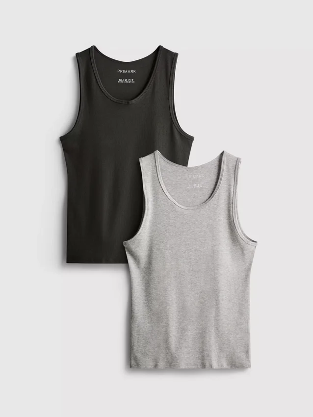 Paquete de 2 camisetas sin mangas acanaladas