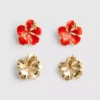 Paquete de 2 pares de aretes de botón con motivos florales