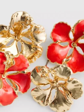 Paquete de 2 pares de aretes de botón con motivos florales