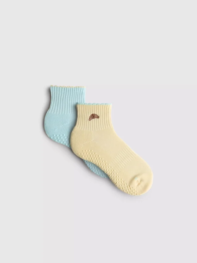 Paquete de 2 pares de calcetines de yoga tipo croissant