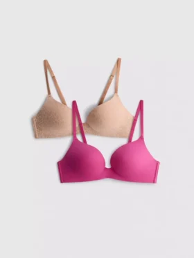 Paquete de 2 sujetadores tipo camiseta sin aros, tallas A-E