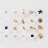 Paquete de 20 aretes tipo stud con motivos marinos