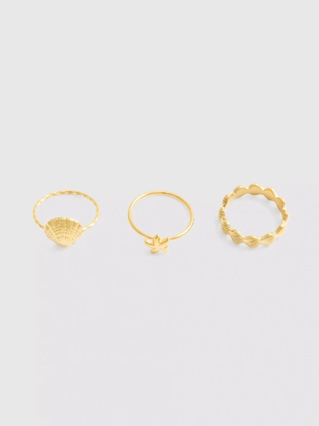 Paquete de 3 anillos con conchas, resistentes al agua