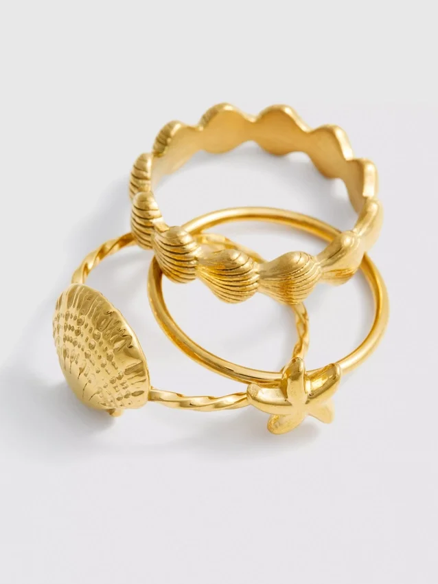 Paquete de 3 anillos con conchas, resistentes al agua
