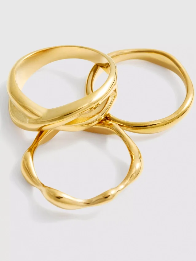 Paquete de 3 anillos de diseño mixto resistentes al agua
