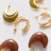 Paquete de 3 aretes de aro de resina