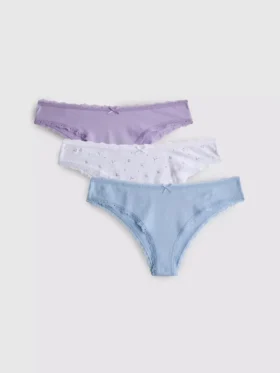Paquete de 3 braguitas brasileñas con alto contenido de algodón