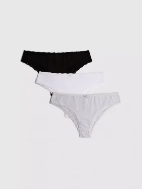 Paquete de 3 braguitas brasileñas de algodón