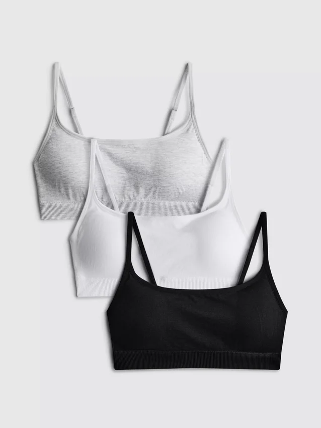 Paquete de 3 bralettes cortos sin aros