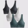 Paquete de 3 bralettes sin costuras con cuello en V