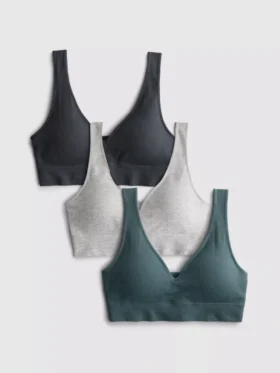 Paquete de 3 bralettes sin costuras con cuello en V