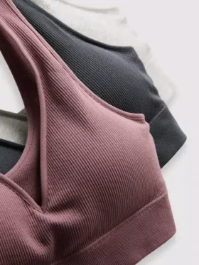 Paquete de 3 bralettes sin costuras con cuello en V