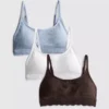 Paquete de 3 bralettes sin costuras con ribete de encaje