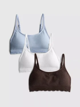 Paquete de 3 bralettes sin costuras con ribete de encaje