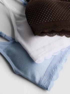 Paquete de 3 bralettes sin costuras con ribete de encaje
