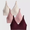 Paquete de 3 bralettes sin costuras con ribetes de encaje