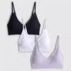 Paquete de 3 bralettes sin costuras con ribetes de encaje