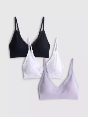 Paquete de 3 bralettes sin costuras con ribetes de encaje