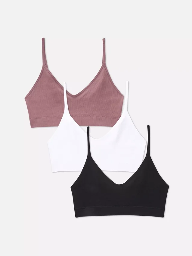 Paquete de 3 bralettes sin costuras tipo camisola corta