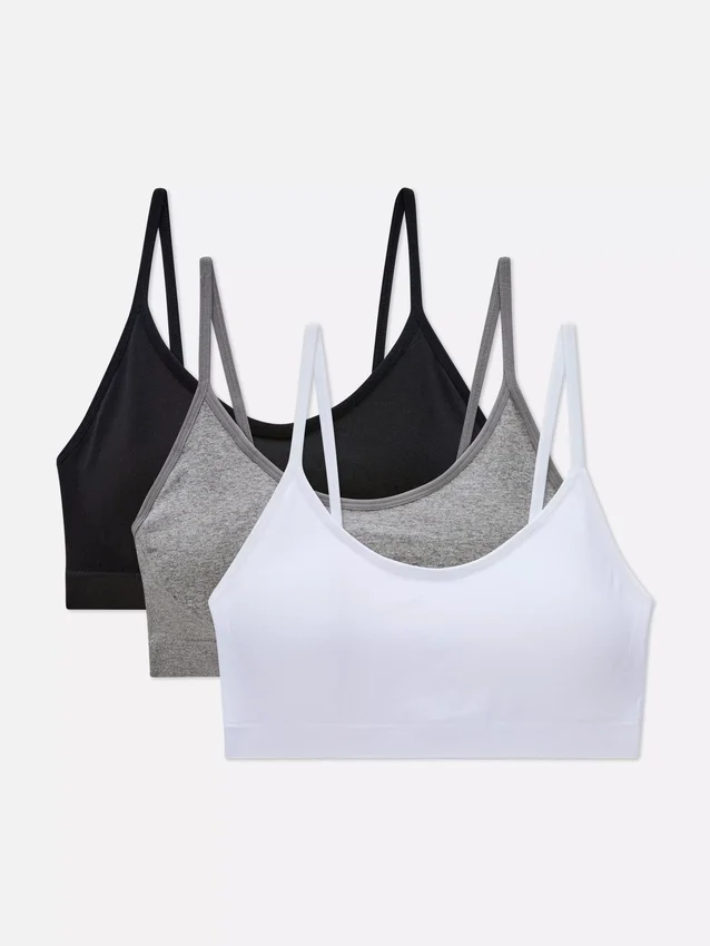 Paquete de 3 bralettes tipo camisola sin aros y de corte corto