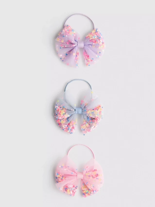 Paquete de 3 elásticos para el cabello con moño de lentejuelas