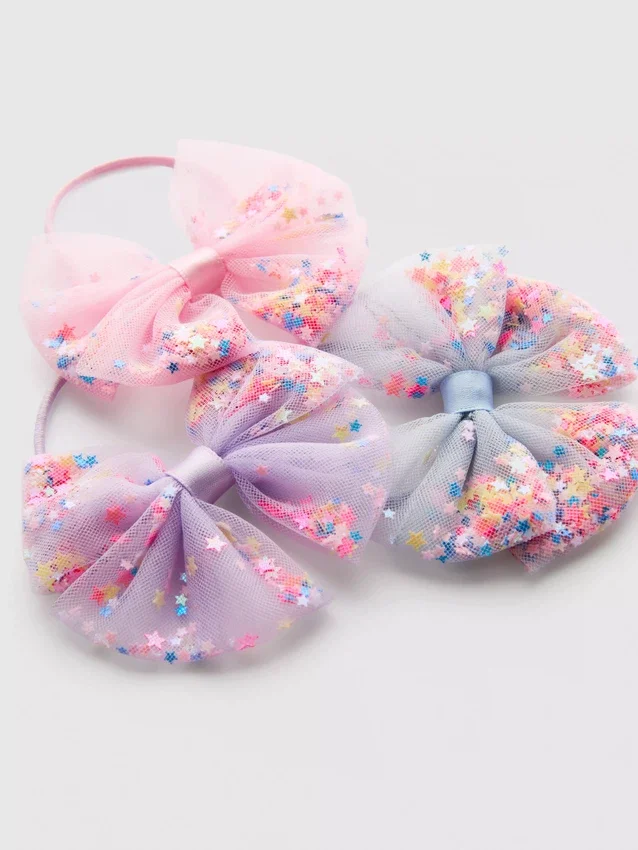 Paquete de 3 elásticos para el cabello con moño de lentejuelas