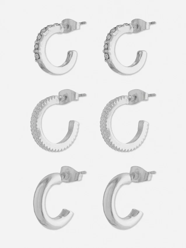 Paquete de 3 mini aretes de aro