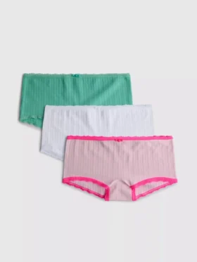 Paquete de 3 pantalones cortos tipo mini con diseño pointelle