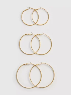 Paquete de 3 pares de aretes de aro grandes