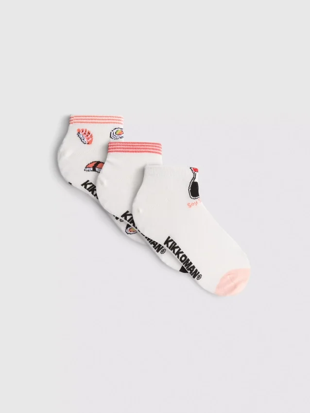 Paquete de 3 pares de calcetines de tobillo Kikkoman de mezcla de algodón