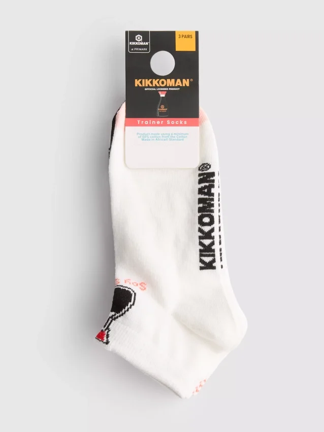 Paquete de 3 pares de calcetines de tobillo Kikkoman de mezcla de algodón