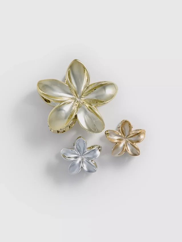 Paquete de 3 pinzas de pelo con forma de flor