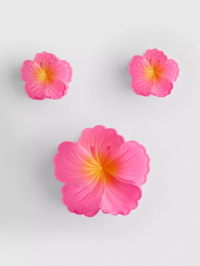 Paquete de 3 pinzas para el cabello con forma de flor