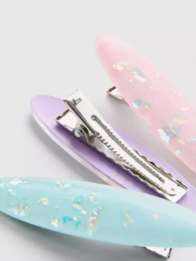 Paquete de 3 pinzas para el cabello ovaladas de resina