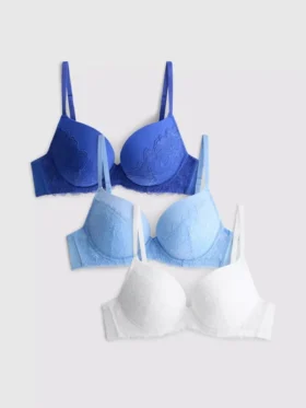 Paquete de 3 sujetadores push-up de encaje de las tallas A a E