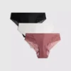 Paquete de 3 tangas brasileñas con detalles de encaje