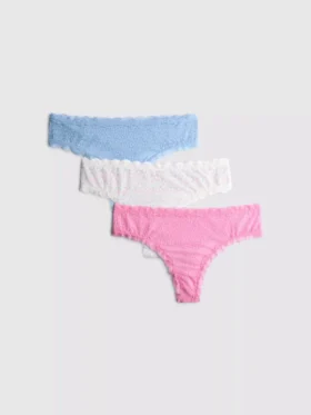 Paquete de 3 tangas de encaje integral