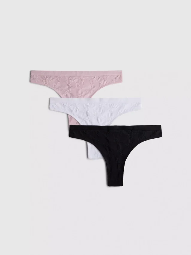 Paquete de 3 tangas de jacquard sin costuras