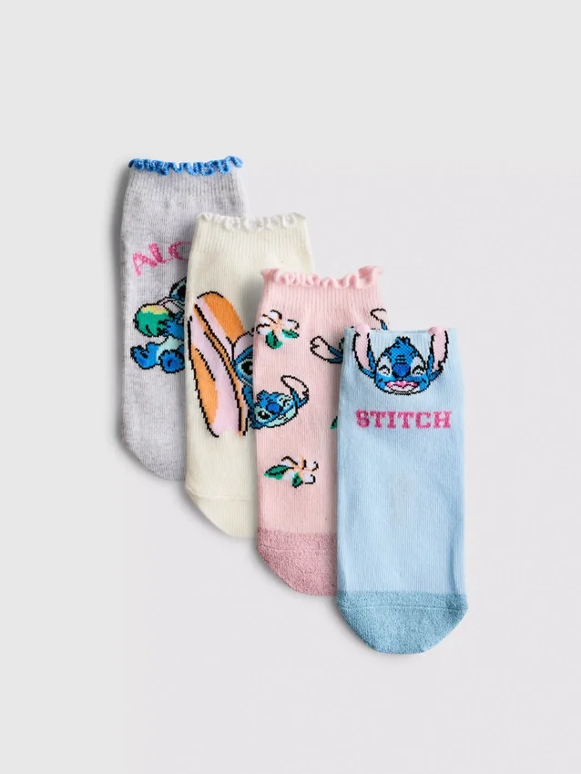 Paquete de 4 pares de calcetines de zapatillas de Stitch de Disney