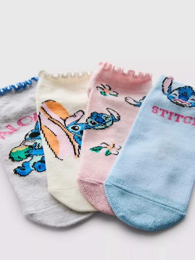 Paquete de 4 pares de calcetines de zapatillas de Stitch de Disney