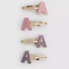 Paquete de 4 pinzas para el cabello con iniciales y broche a presión