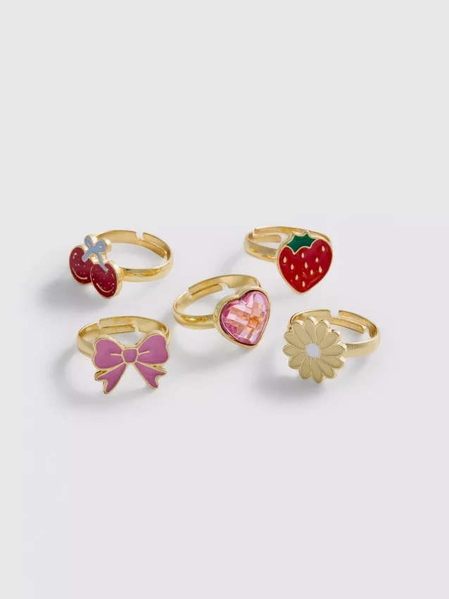 Paquete de 5 anillos con dijes