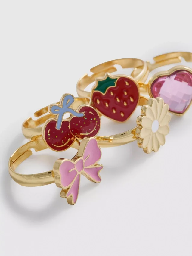 Paquete de 5 anillos con dijes
